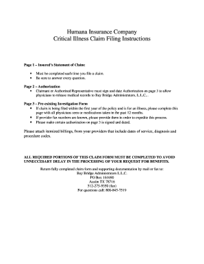 Humana Critical Illness Claim Form