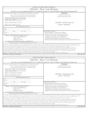 Pyrex Mail-In Rebate Form