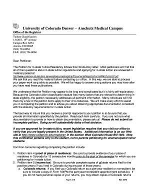 Petition for In-State Tuition Classification