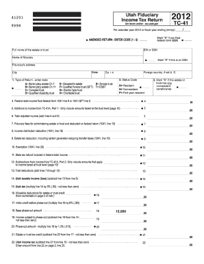 Utah Fiduciary Income Tax Return 2012