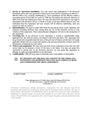 Tradex Quarterly Newsletter Agreement