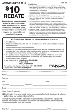 Panda Antivirus Pro 2010 Rebate Form