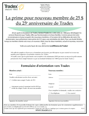 Formulaire de recommandation de Tradex