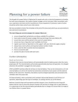 Power Failure Action Plan for Ventilator Users