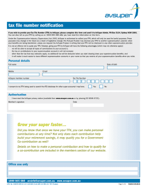 AvSuper Tax File Number Notification Form