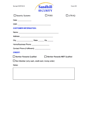Sand Hill Form 403 Security System Application