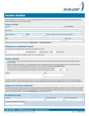 AvSuper Transfer Election Form