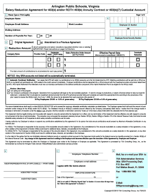 Salary Reduction Agreement for 403(b) and ROTH 403(b) Annuity