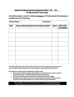 School Professional Development Plan