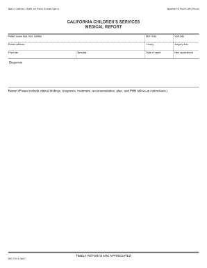 California Children's Services Medical Report