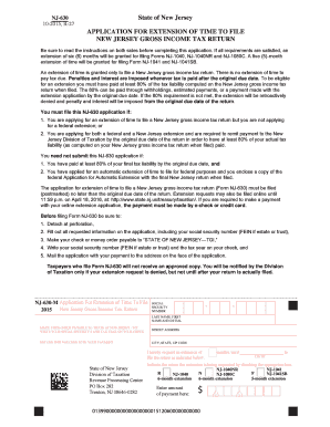 NJ-630 Application for Extension of Time to File