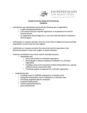 Corporate Giving and Volunteering Guidelines