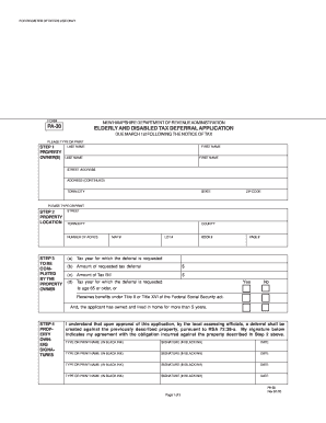 New Hampshire Elderly and Disabled Tax Deferral Application