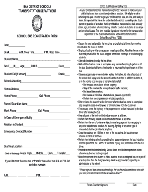 School Bus Registration Form