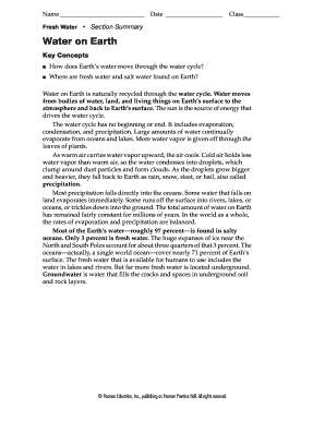 Fresh Water Section Summary