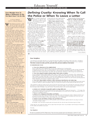 Tear-Out Letter to Help Neglected Pets