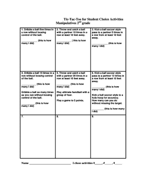 Tic Tac Toe Manipulatives 2nd grade - barren kyschools