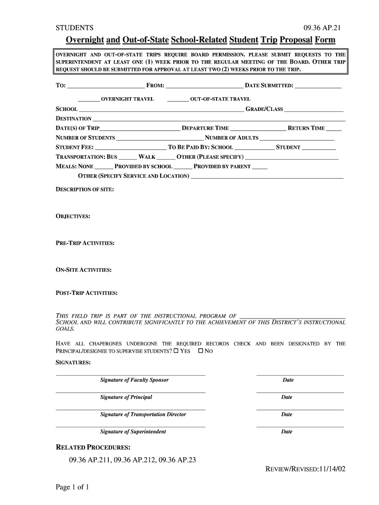 Fillable Online barren kyschools STUDENTS 0936 AP21 Overnight and Out