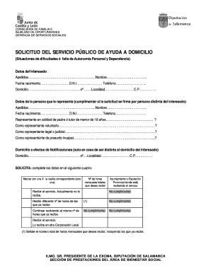 Solicitud del Servicio Público de Ayuda a Domicilio