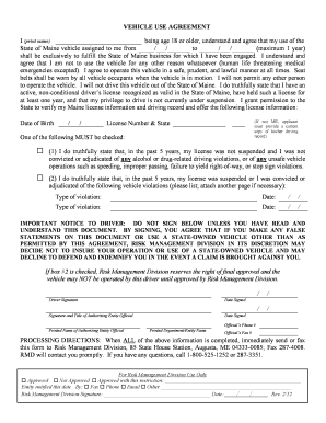 Vehicle Use Agreement