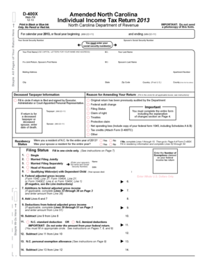North Carolina Amended Individual Income Tax Return