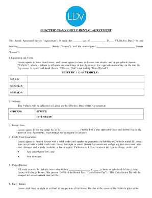 Electric Gas Vehicle Rental Agreement