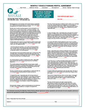 MONTHLY VEHICLE PARKING RENTAL AGREEMENT - norfolkgov