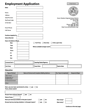 Employment Application Form