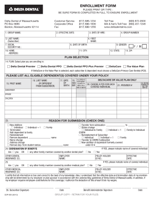 Delta Dental of Massachusetts Enrollment Form