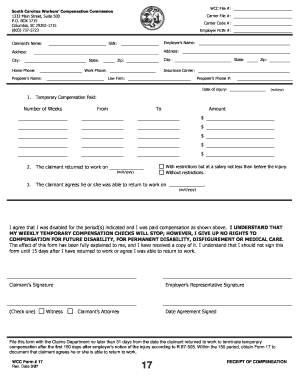 South Carolina Workers' Compensation Form 17