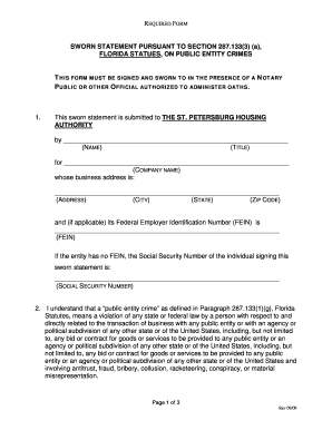 Sworn Statement for Public Entity Crimes