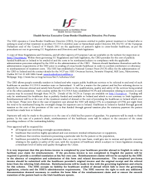 Cross-Border Healthcare Directive Pro Forma
