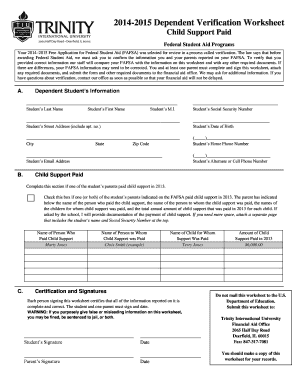 2014-2015 Dependent Verification Worksheet