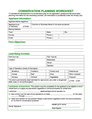 Conservation Planning Worksheet