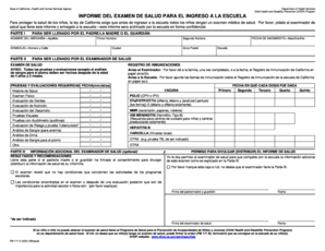 Informe del Examen de Salud para el Ingreso a la Escuela