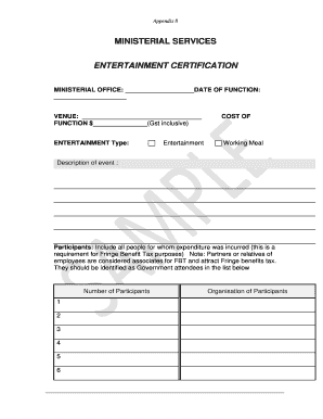 Entertainment Certification Form