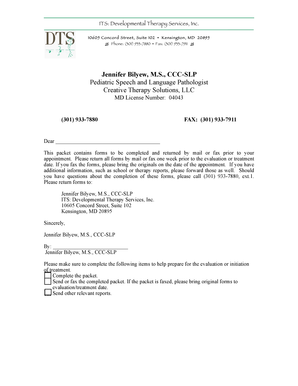 Speech Therapy Intake Forms