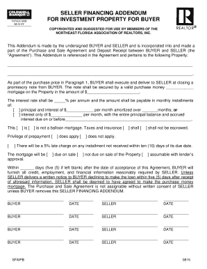 Seller Financing Addendum for Investment Property