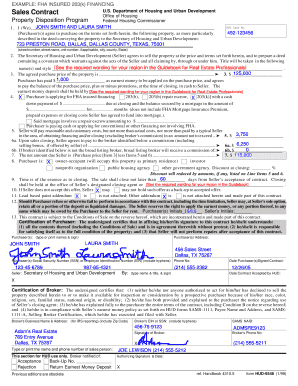 Sales contract sample doc - Form HUD-9548 - FHA Insured 203k - Financing Sample