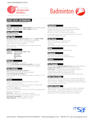 Badminton Entry Form