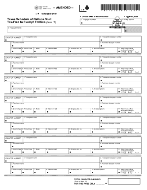 Texas Amended Schedule of Gallons Sold
