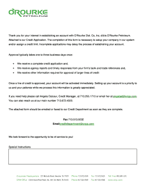 O'Rourke Petroleum Credit Application