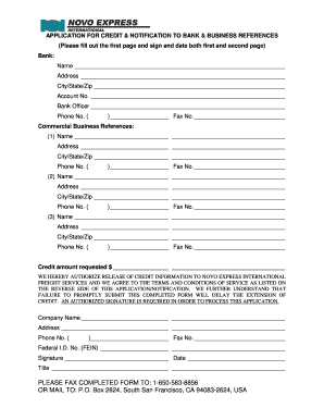 Application for Credit and Notification to Bank