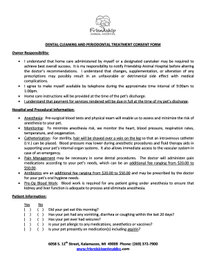 Dental Cleaning and Periodontal Treatment Consent Form
