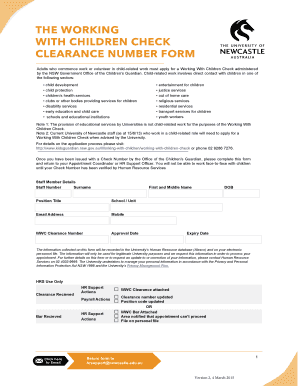Working With Children Check Clearance Form