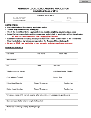 VERMILION LOCAL SCHOLARSHIPS APPLICATION - vermilionschools