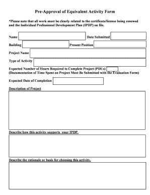 Pre-Approval of Equivalent Activity Form