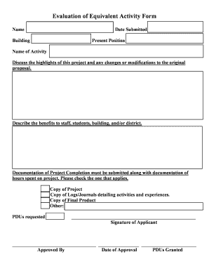 Evaluation of Equivalent Activity Form