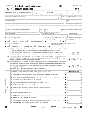 California Form 568 2015 Return of Income