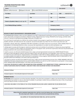 Training Registration Form